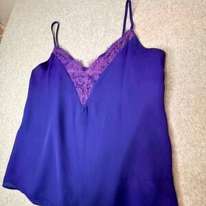 SOCIALITE Lace Trim V Neck Camisole Top Spaghetti Straps Y2K Fairy Grunge Purple